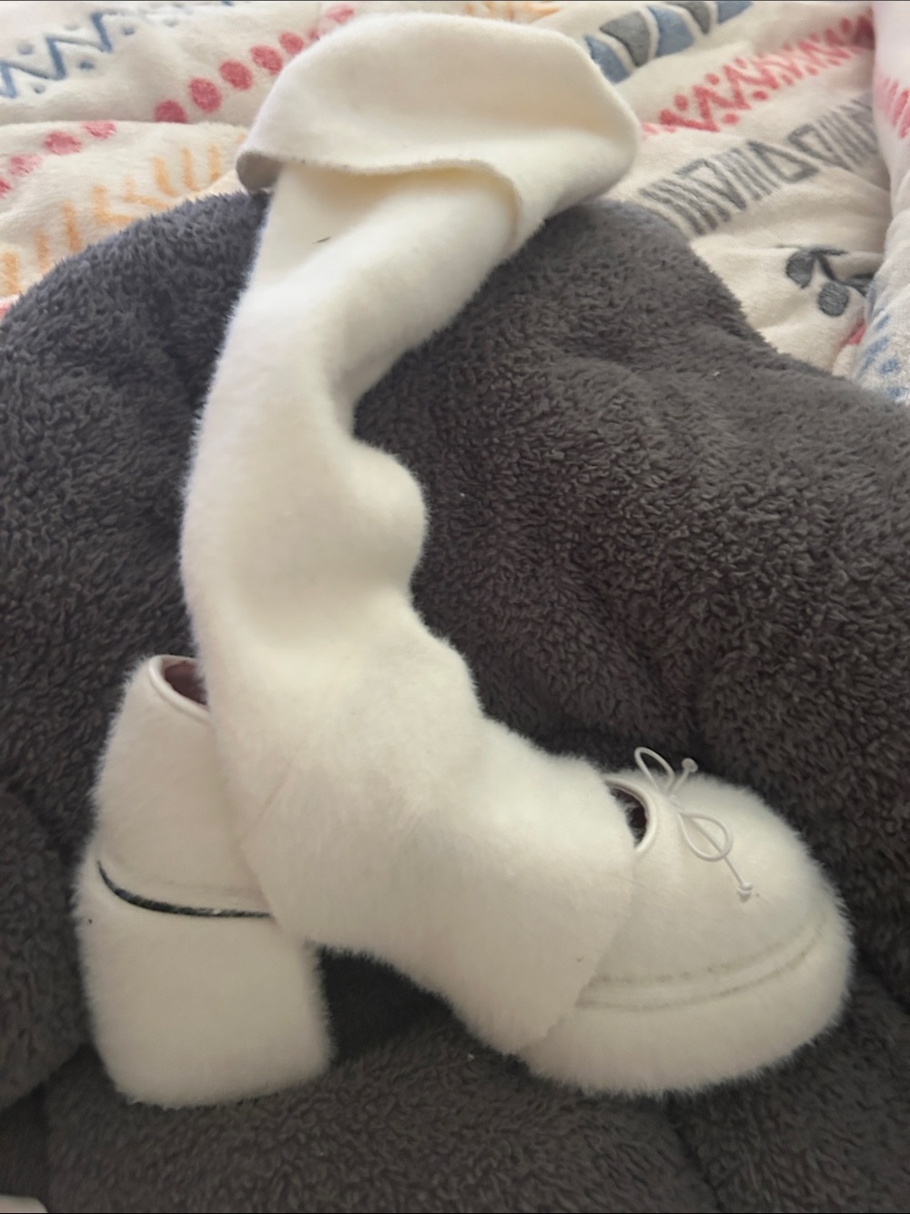 Sugar Thrillz White Fuzzy Wrap Heeled Boots